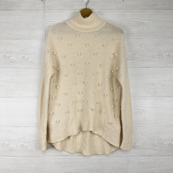 Madewell Sweater Women Medium Snowglobe Bobble Turtleneck Ivory Wool Alpaca‎ - Picture 13 of 13